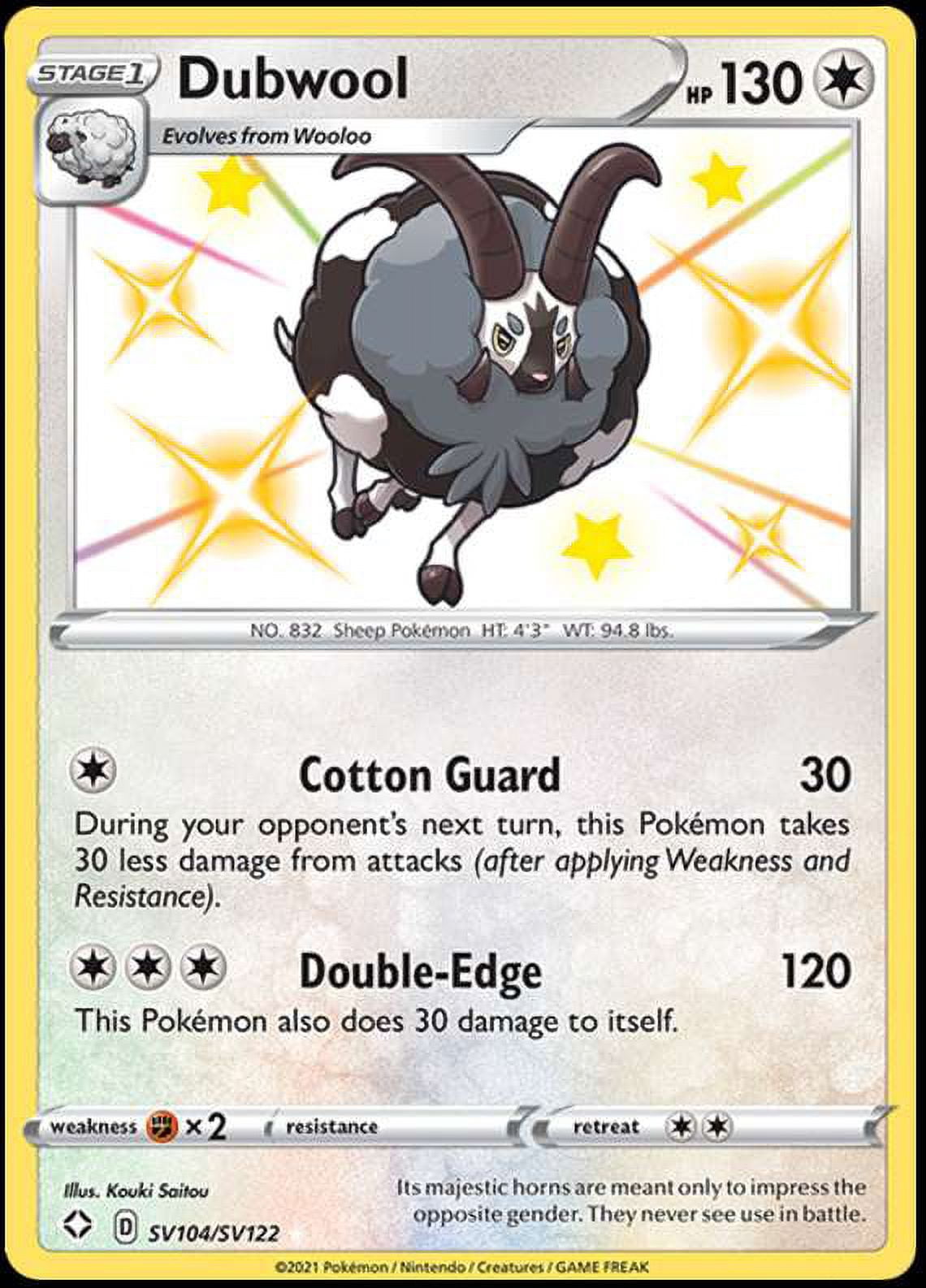 Pokemon Shining Fates Shiny Rare Dubwool SV104 - Walmart.com Pokemon Shining Fates Shiny Rare Dubwool SV104 - Walmart.com
