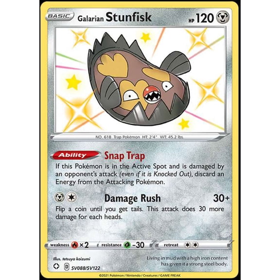 Pokemon Shining Fates Shiny Rare Galarian Stunfisk SV088