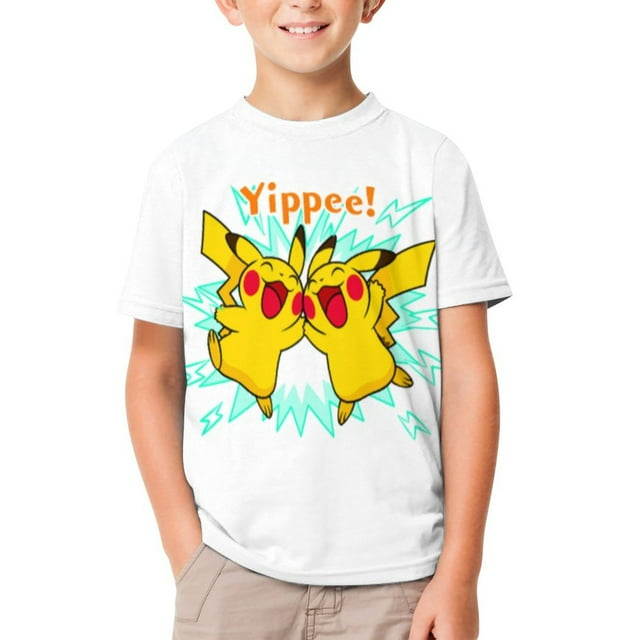Pokemon Shirt for Girls Graphic Tees Boys Short Sleeve Crewneck Tops Pullover 140CM Pokemon Merch for Kids