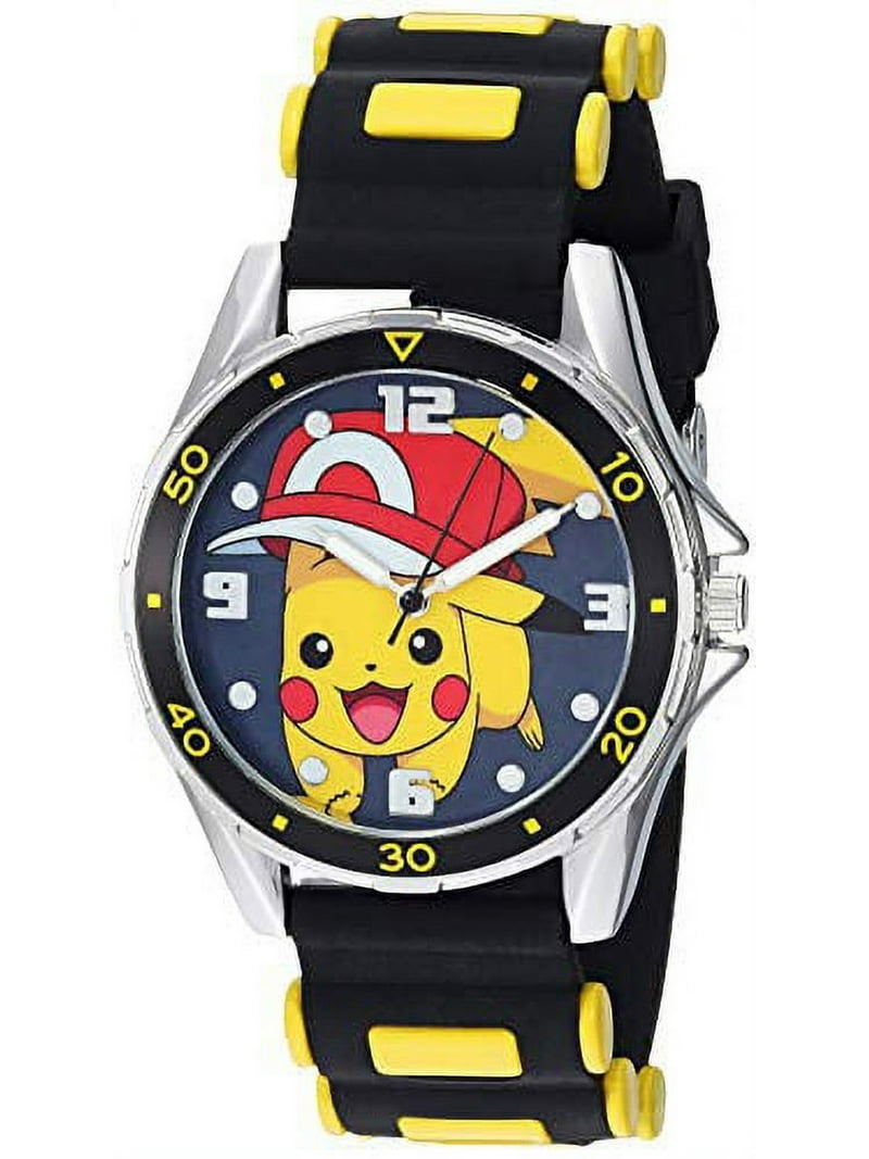 Pokemon Silver Tone Metal Analog-Quartz Watch with Rubber Strap