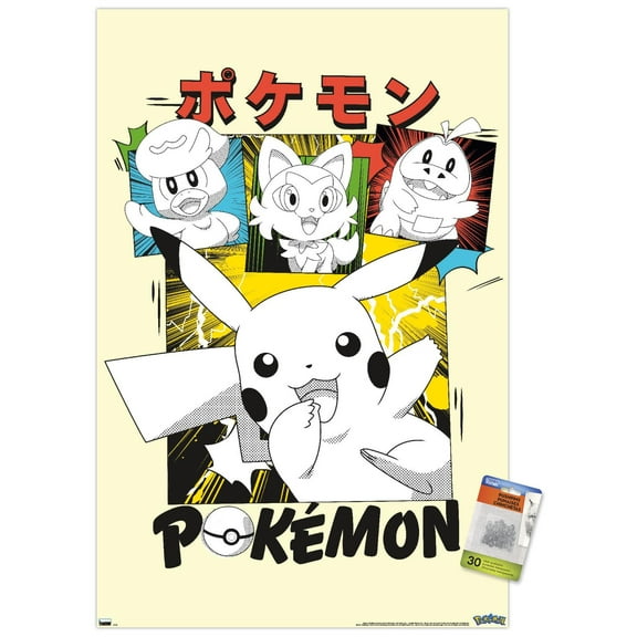 Pokemon - Smiles Anime Wall Poster with Pushpins, 22.375" x 34"