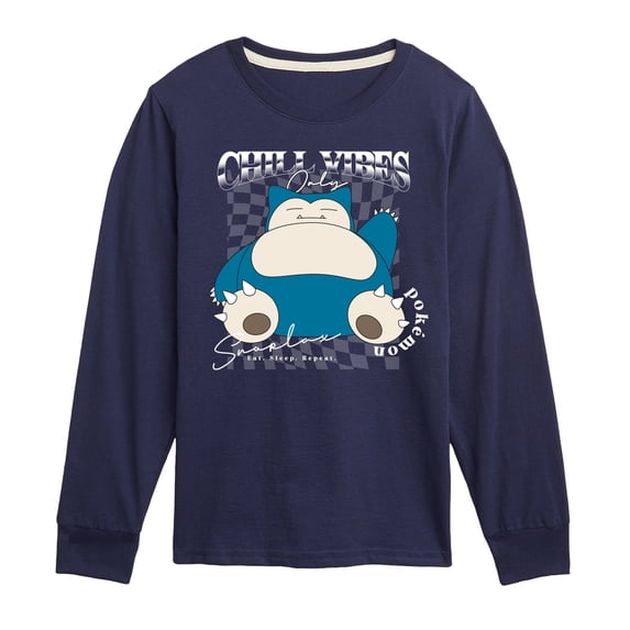 Pokemon - Snorlax Chill Vibes - Youth Boys Long Sleeve Graphic T-Shirt