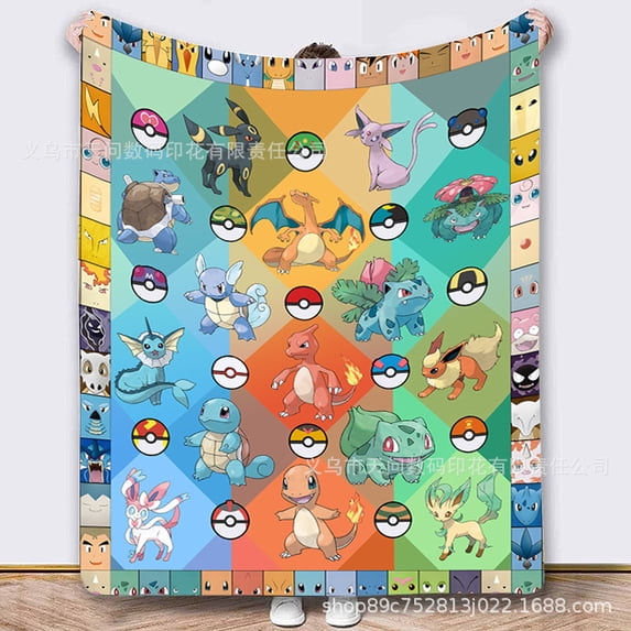 Pokemon Soft Warm Super Cozy Lightweight Fashion Funny Bedding Fleece Throw Blanket for Couch Sofa Bed Home Living Room Bedroom Gift for Women Men Boys Girls Teens