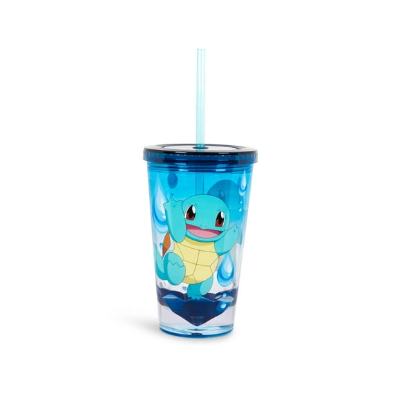 Pokemon Squirtle 16oz Plastic Carnival Cup Tumbler with Lid and Reusable Straw