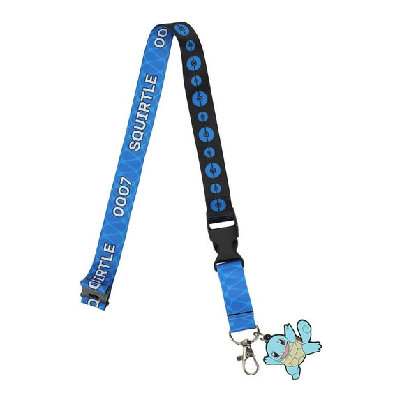Pokemon Squirtle Blue Kanto Region Lanyard With Rubber Charm And ID Sleeve