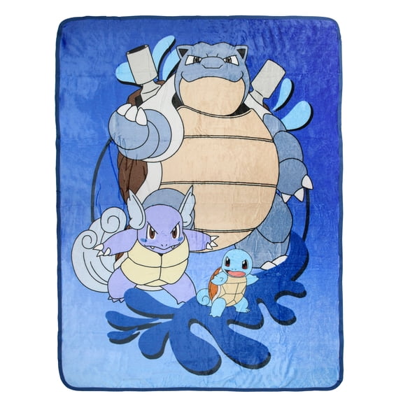 Pokemon Squirtle Evolutions Wartortle Blastoise Throw Blanket - 46" x 60" Cozy Soft Fleece Throw Blanket for Bed Couch