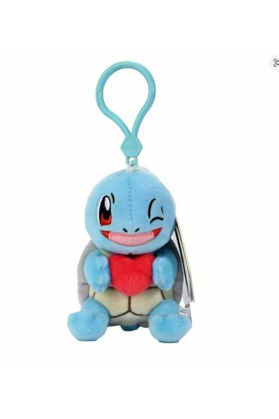 Pokemon Squirtle Plush Keychain Clip – Winking with Heart, Official Licensed 5” Backpack Accessory