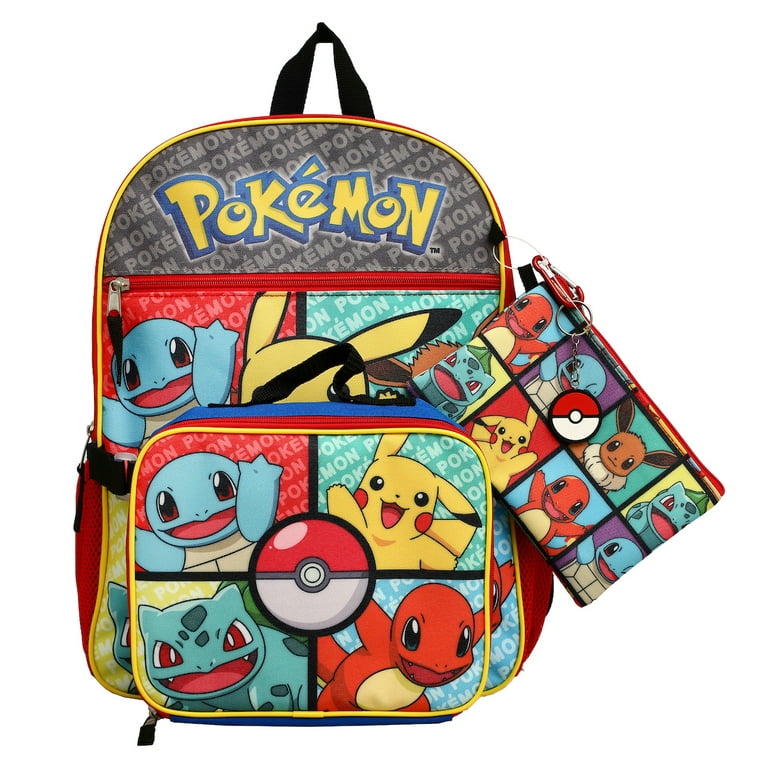 Pokemon Characters Boys School Backpack Book Bag Lunch Box 5 Piece Set 16  Large