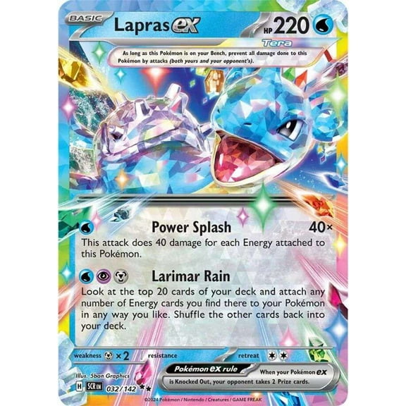 Pokemon Stellar Crown Double Rare Lapras ex #32