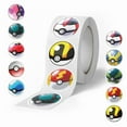 thumbnail image 1 of Pokemon Stickers for Kids, 500 PCS Kids Stickers Bulk, 10 Designs Anime Cute Sticker with (1.0 Inch), 1 of 3
