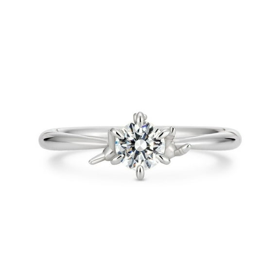 Pokemon Style Solitaire Diamond Ring 1.6 Ct Diamond 14K White Gold Over