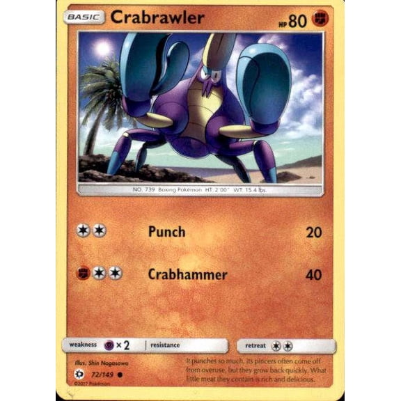Pokemon Sun & Moon Base Set Common Crabrawler #72