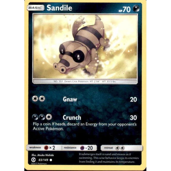 Pokemon Sun & Moon Base Set Common Sandile #83