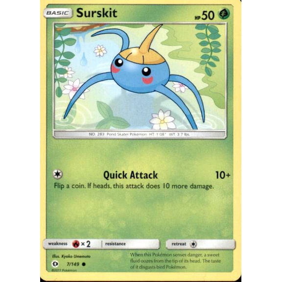 Pokemon Sun & Moon Base Set Common Surskit #7