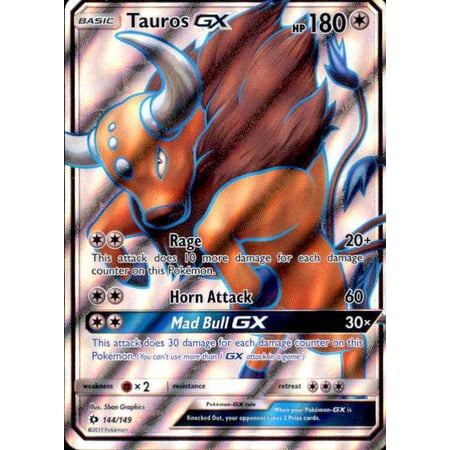 Pokemon Sun & Moon Base Set Ultra Rare Tauros-GX #144