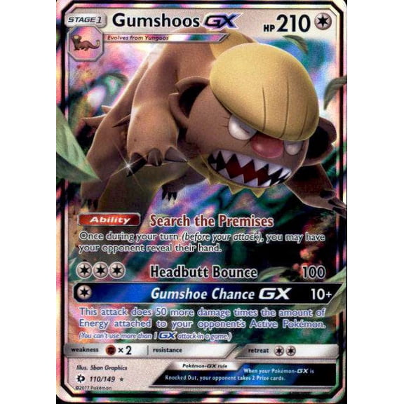 Pokemon Sun & Moon Base Set Ultra Rare Gumshoos-GX #110