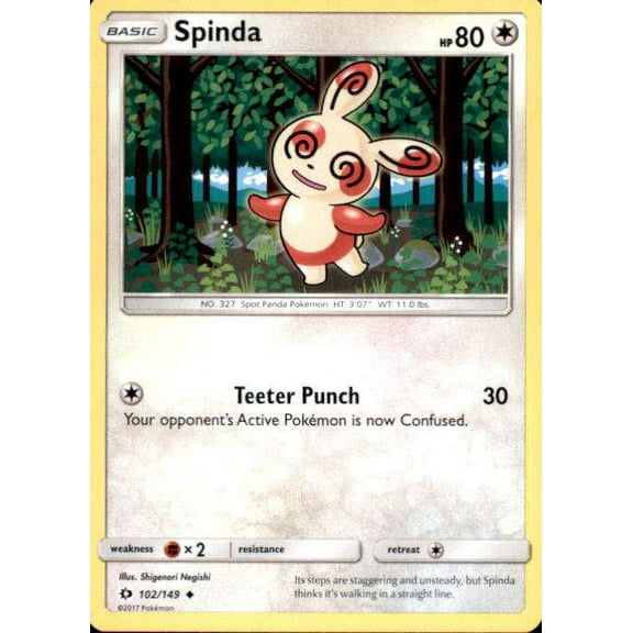 Pokemon Sun & Moon Base Set Uncommon Spinda #102