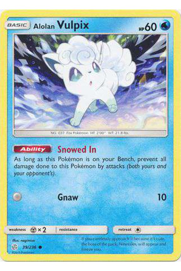 Pokemon Sun & Moon Cosmic Eclipse Common Alolan Vulpix #39