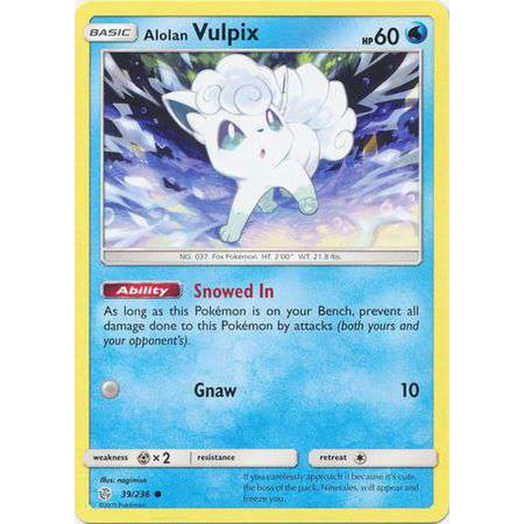 Pokemon Sun & Moon Cosmic Eclipse Common Alolan Vulpix #39