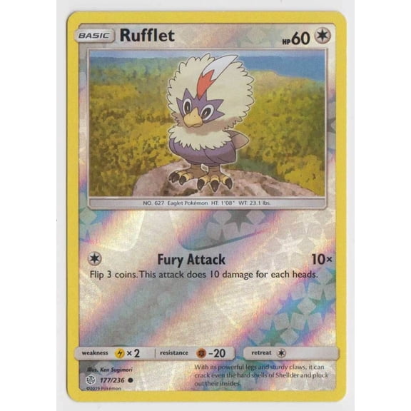 Pokemon Sun & Moon Cosmic Eclipse Rufflet Reverse Holo 177/236 English Holo Reverse
