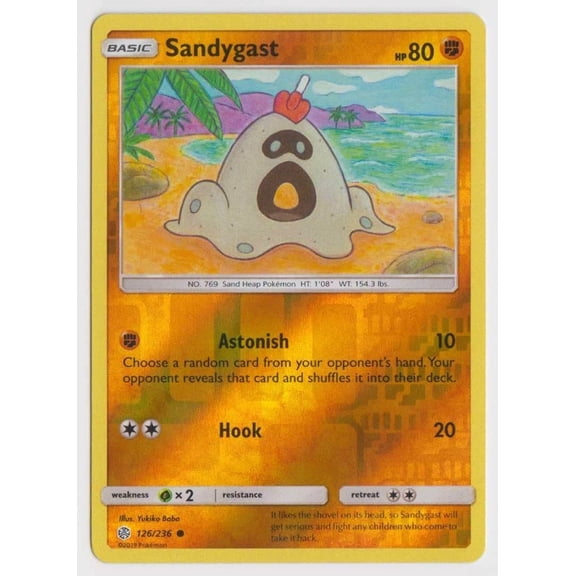 Pokemon Sun & Moon Cosmic Eclipse Sandygast Reverse Holo Holo #126/236 English
