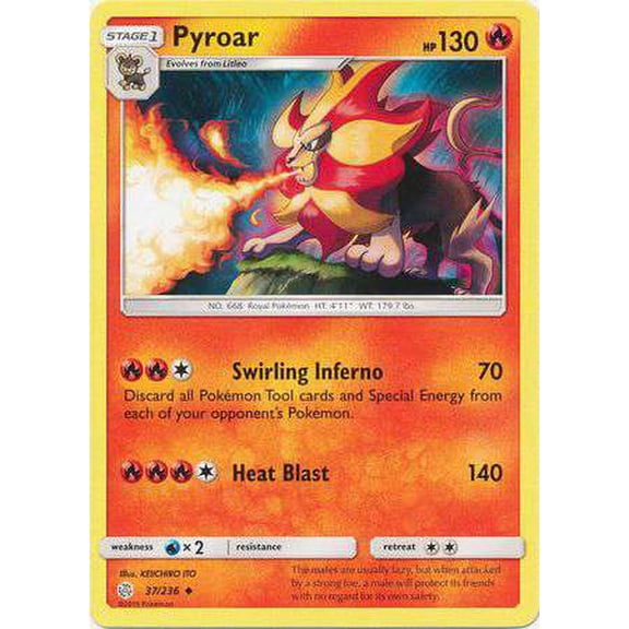 Pokemon Sun & Moon Cosmic Eclipse Uncommon Pyroar #37