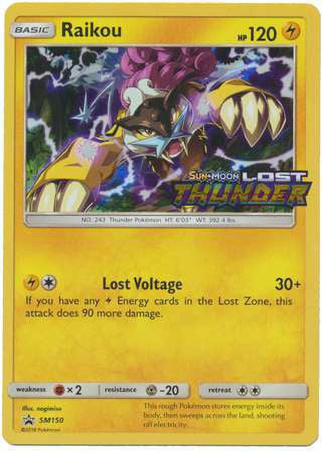 Pokemon Sun & Moon Lost Thunder Holo Rare Raikou SM150 (Lost Thunder Pre-Release)