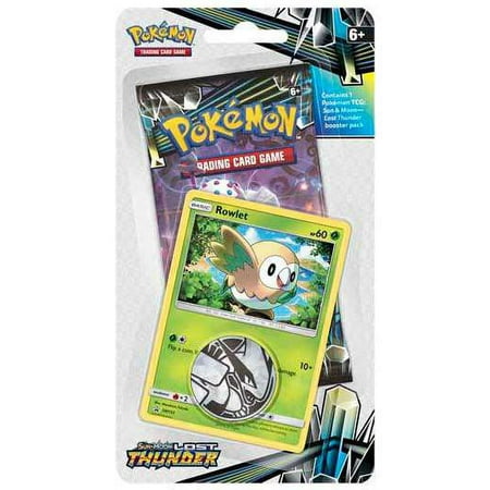 Pokemon Sun & Moon Lost Thunder Rowlet BLISTER Pack (1 Booster Pack, Promo Card & Coin)
