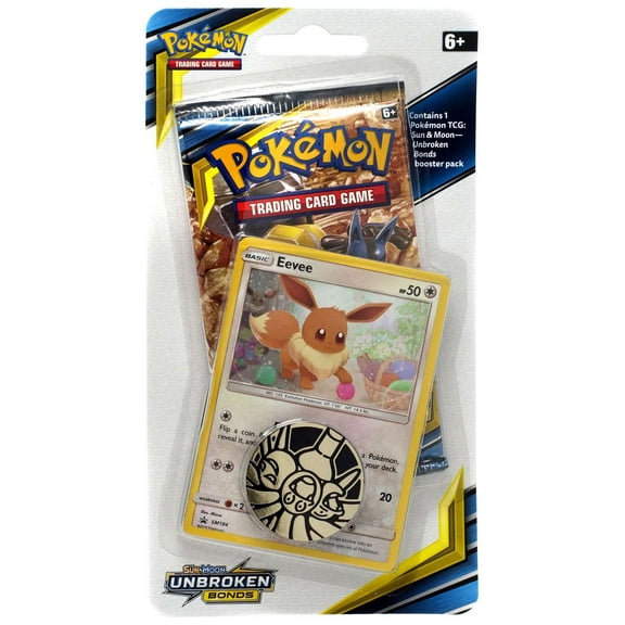 Pokemon Sun & Moon Unbroken Bonds Eevee Blister Booster Pack (with Coin)