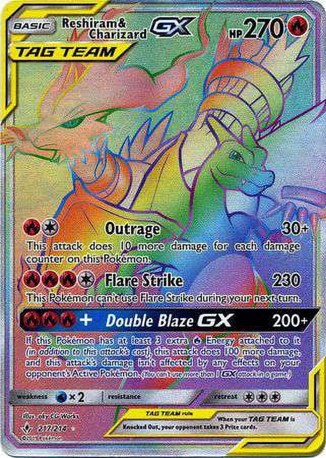 Reshiram GX 71/70 Hyper Rainbow Secret Rare Pokemon Card Near Mint