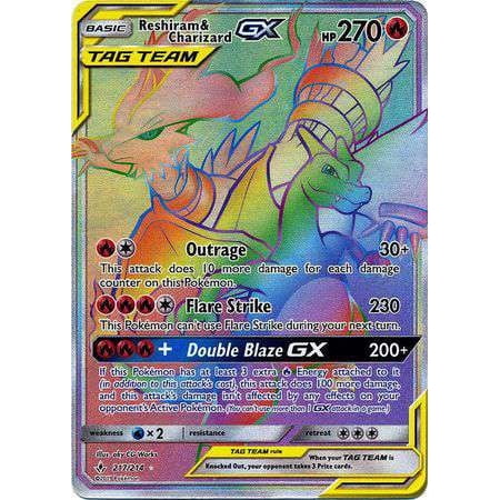 Pokemon Sun & Moon Unbroken Bonds Secret Rare Reshiram & Charizard GX #217