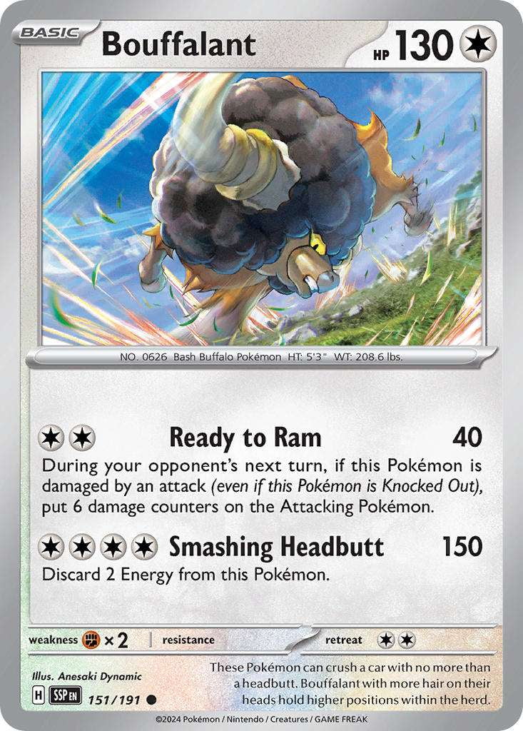 Pokemon Surging Sparks Common Bouffalant #151 - Walmart.com