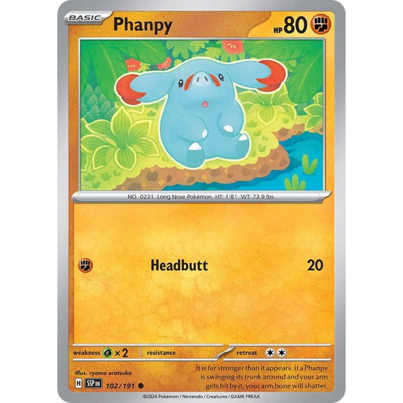 Pokemon Surging Sparks Common Phanpy #102
