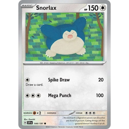 Pokemon Surging Sparks Common Snorlax #144