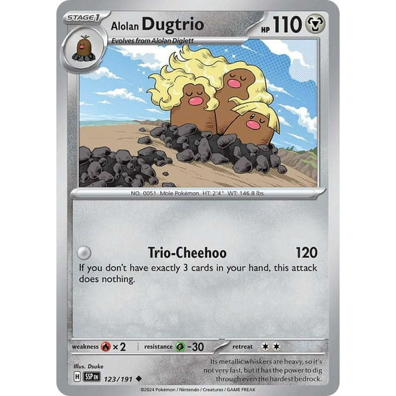 Pokemon Surging Sparks Uncommon Alolan Dugtrio #123