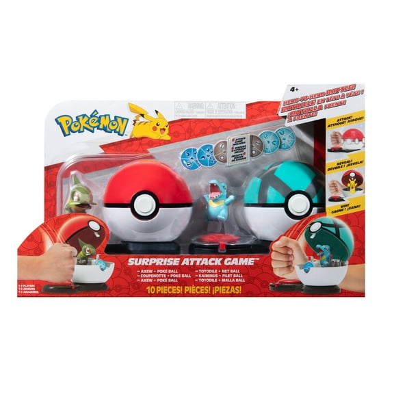 Pokmon Surprise Attack: Axew Collectible Figure vs. Totodile Net Ball Battle Game by Jazwares