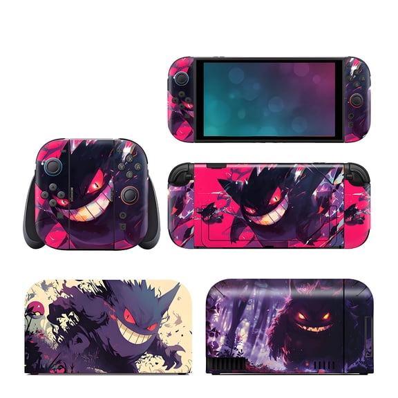 Pokemon Switch 2 Skin Full Set Protective Vinyl Decal Stickers for Switch 2 Console, Joycons, Handle Grips & Dock | No Residue, Anti-Scratch