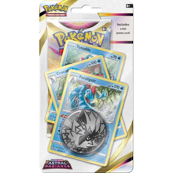 Pokemon Sword & Shield Astral Radiance Feraligatr PREMIUM Checklane BLISTER Pack (Booster Pack, 3 Promo Cards & Coin)