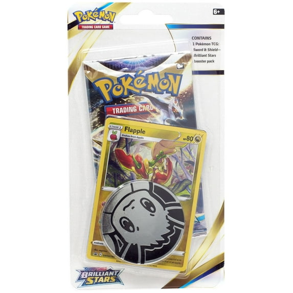 Pokemon Sword & Shield Brilliant Stars Flapple Checklane BLISTER Pack (Booster Pack, Promo Card & Coin)