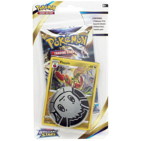 Pokemon Sword & Shield Brilliant Stars Flapple Checklane BLISTER Pack (Booster Pack, Promo Card & Coin)