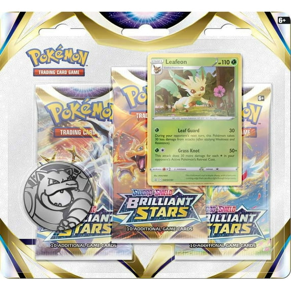 Pokemon Sword & Shield Brilliant Stars Leafeon Special Edition (3 Booster Packs, Promo Card & Coin)
