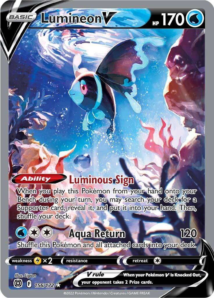 Pokemon Sword & Shield Brilliant Stars Ultra Rare Lumineon V #156 (Alternate Full Art)