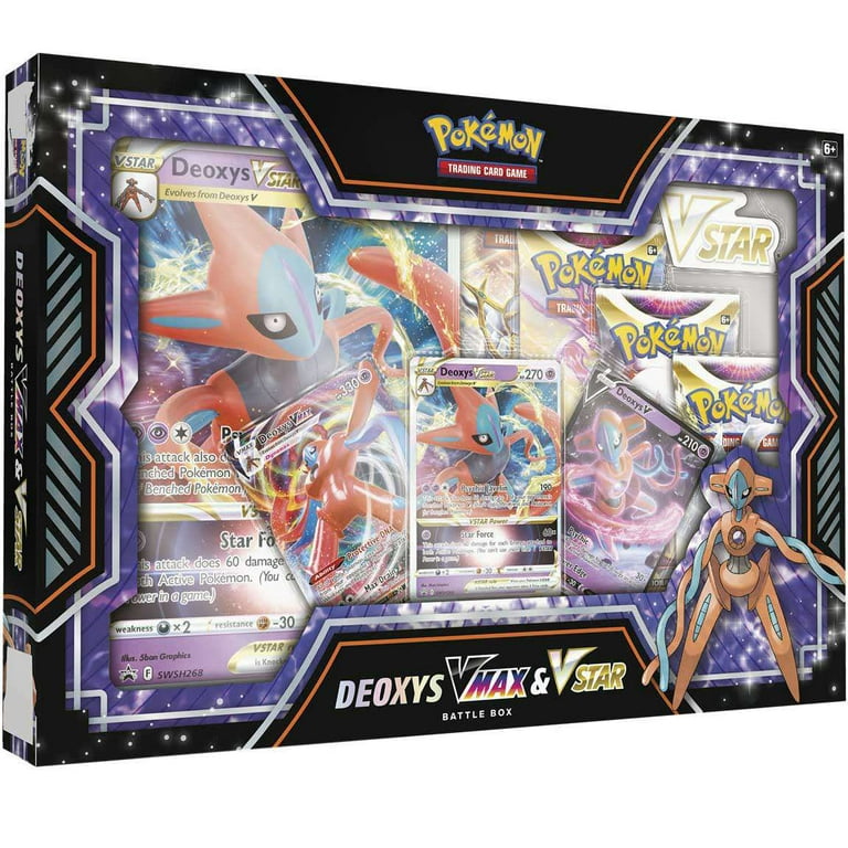 Pokemon Sword & Shield Deoxys VMAX & VSTAR Battle Box (4 Booster Packs,  Promo Card, 2 Etched Promo Cards, Oversize Card & More) 