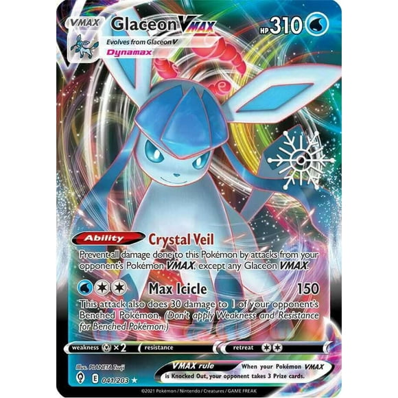 Pokemon Sword & Shield Evolving Skies Ultra Rare Glaceon VMAX #41 (Holiday Calendar)