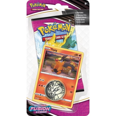 Pokemon Sword & Shield Fusion Strike Tepig Checklane BLISTER Pack (Booster Pack, Promo Card & Coin)