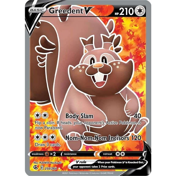 Pokemon Sword & Shield Fusion Strike Ultra Rare Greedent V #256 (Full Art)