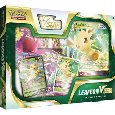 Pokemon Sword & Shield Leafeon VStar Special Collection Box (5 Booster Packs, 2 Promo Cards, Oversize Card & More)
