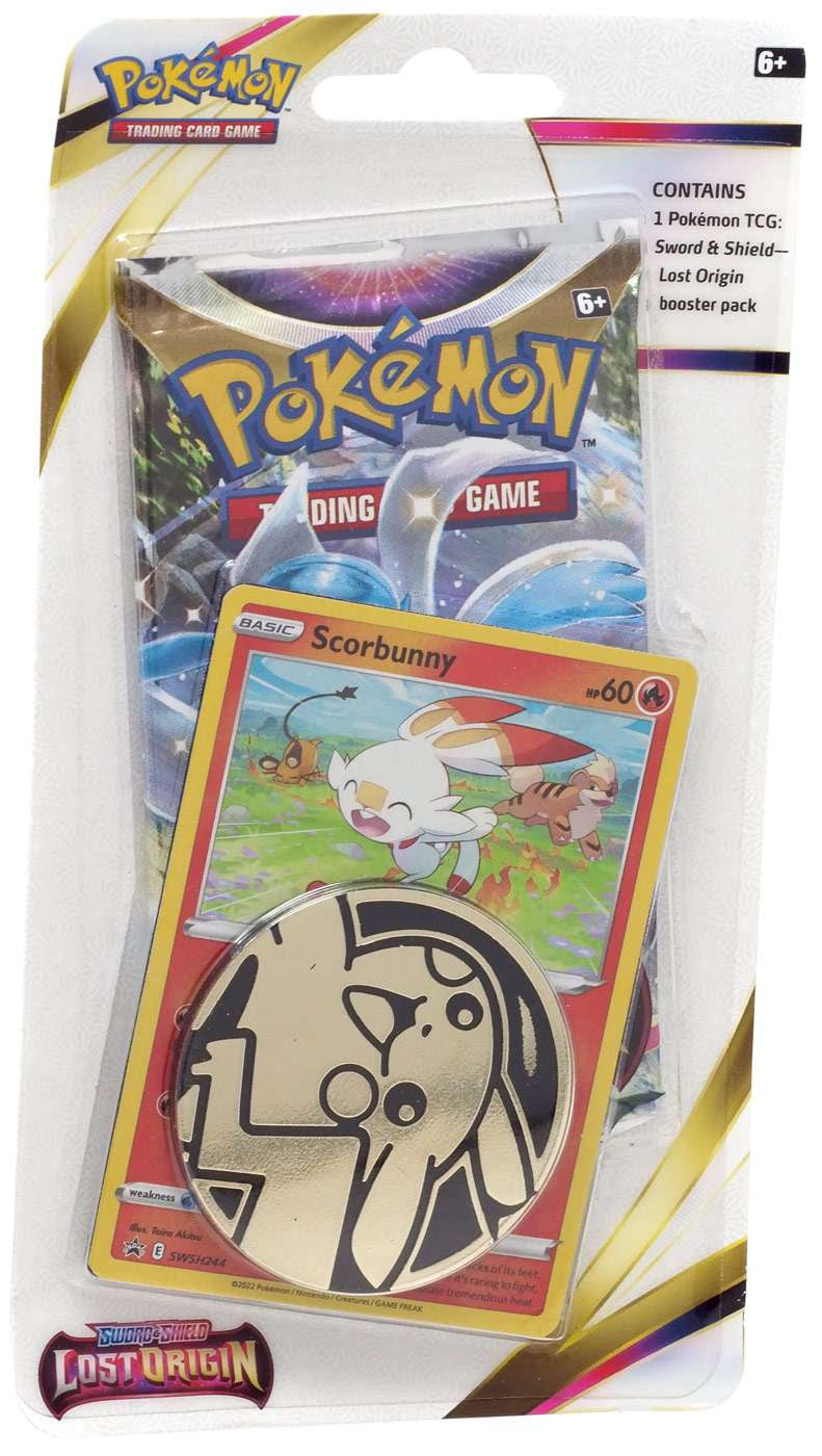 Pokemon Sword & Shield Lost Origin Scorbunny Checklane BLISTER Pack  (Booster Pack, Promo Card & Coin)