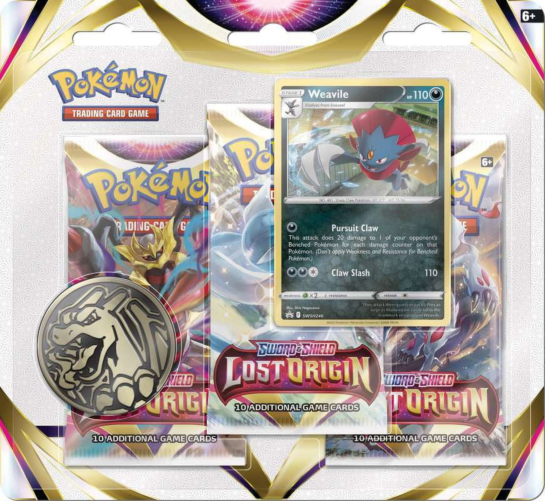 Pokemon Sword & Shield Lost Origin Weavile Special Edition (3 Booster Packs & 1 Foil Promo Card)
