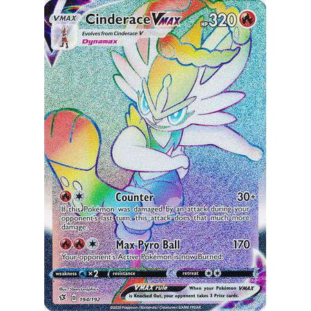Pokemon Sword & Shield Rebel Clash Secret Rare Cinderace VMAX #194